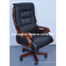 Hochwertiger Leder Bürostuhl mit Holz Armlehne, Swivel Executive Chair (FOH-8811)